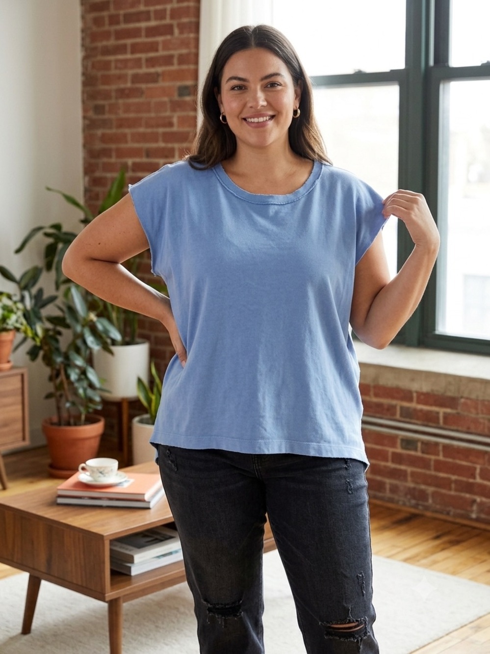 AERIE BNWT Oversized Raw Edge Short Sleeve Fleece Top / Large